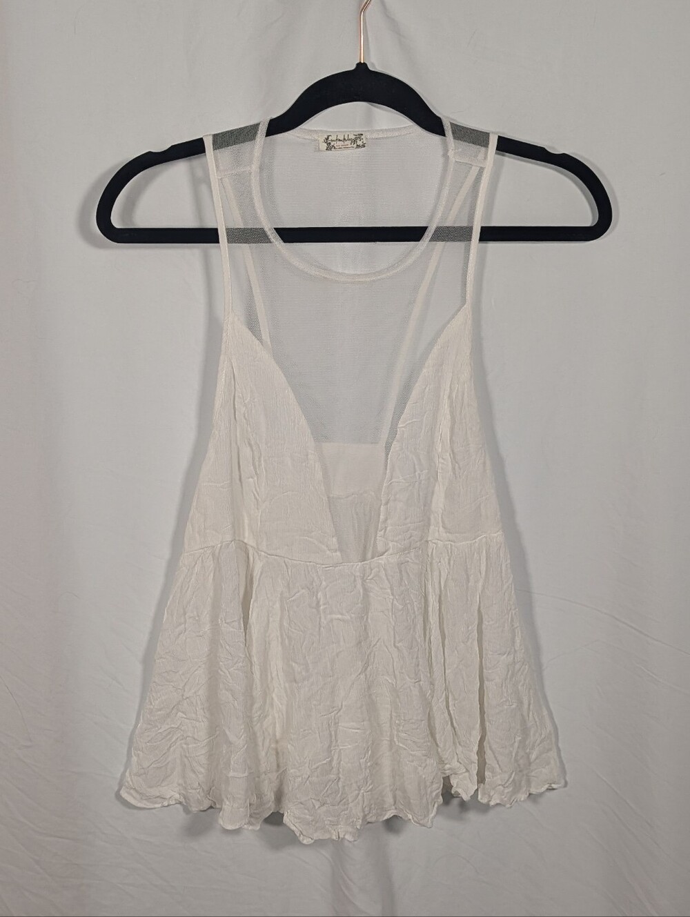 Free People White Flowing Ruffle Hem Camisole